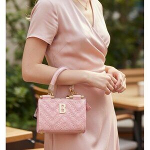 Bebe Blush Pink Mini Satchel Top Handle Bag Gold Logo Y2K Crossbody NWT